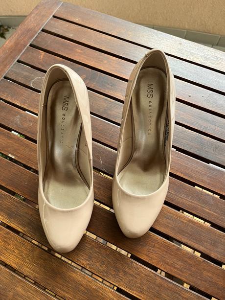 Bledoružové topánky na vysokom opätku m&s, marks & spencer,38