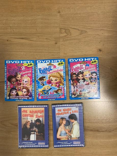 Dvd barbie 3 musketyrky, angelina, bratz, 