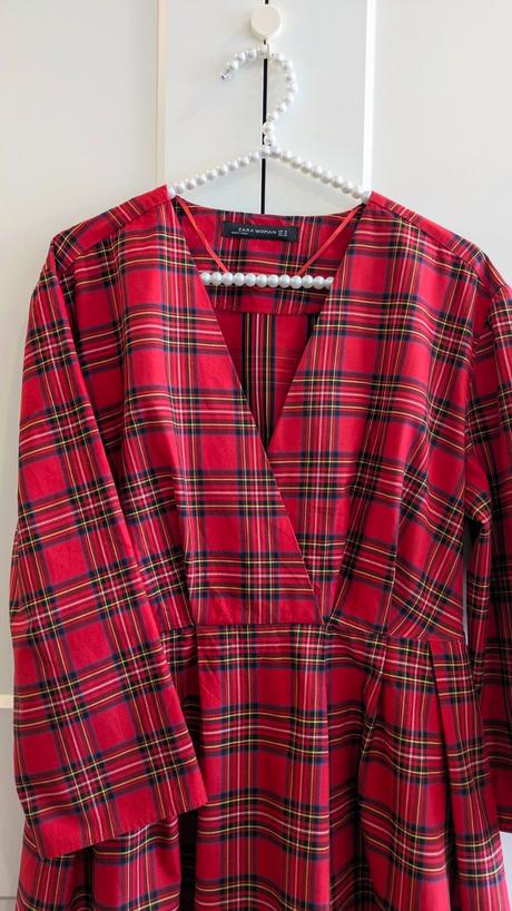 Červené kárované šaty zara, zara,m