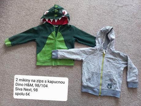 2 mikiny na zips s kapucnou, 98/104, next,98