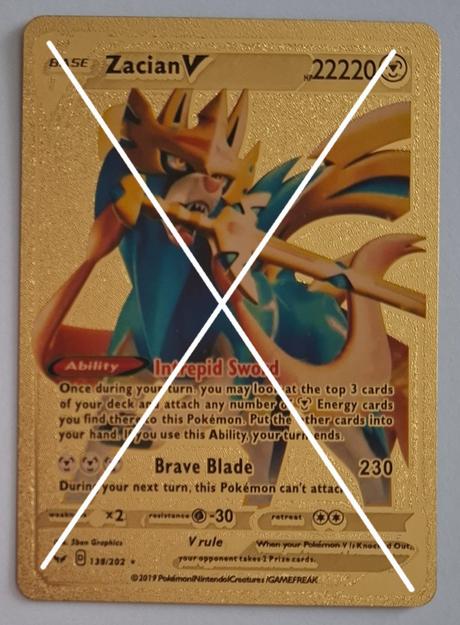 Pokémon karty zlaté plastové, 