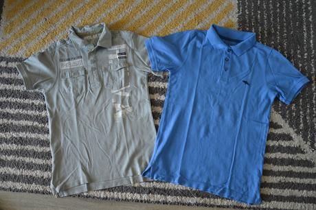 Sivé tričko s golierom 146/152, c&a,146