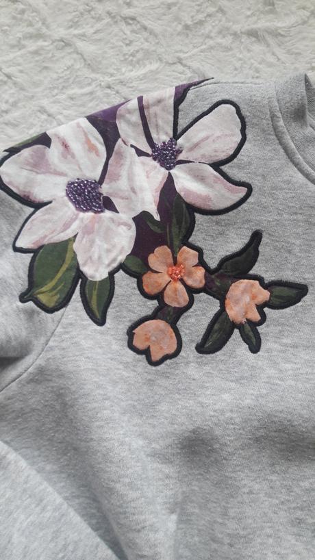 Hm mikina šedá s kvetinami - s, h&m,s