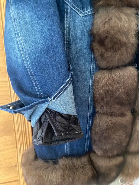 Riflová bunda s pravou kožušinou 3v1, s