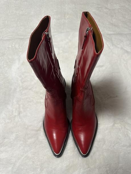 Červené kožené kozačky zn. zara, zara,40