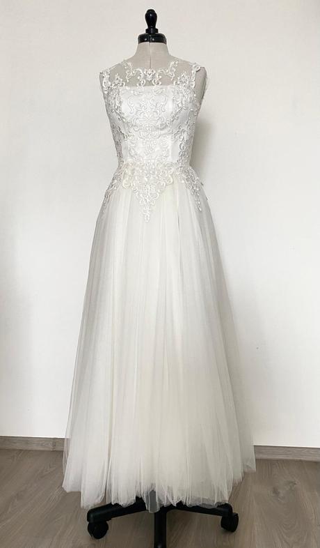 Svadobné šaty pre nižšiu postavu 34/36, 36