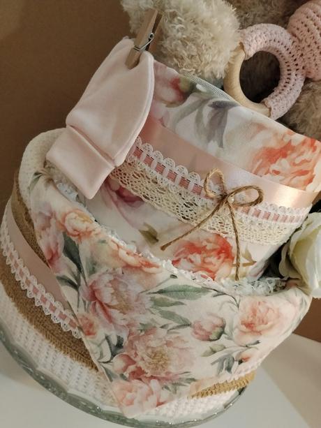 Plienková torta kvetinové objatie - pre dievčatko,