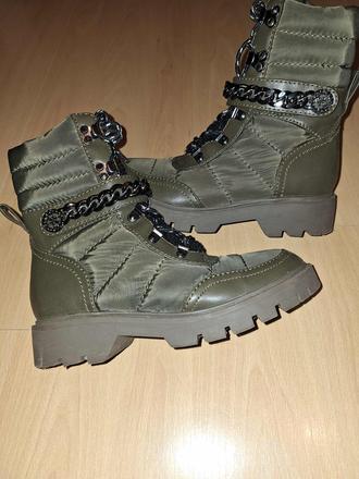 Guess kotníkové čižmy olivová khaki farba, guess,37