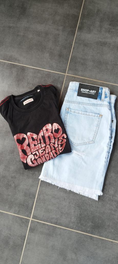 Džínsová sukňa + tričko retro jeans, s