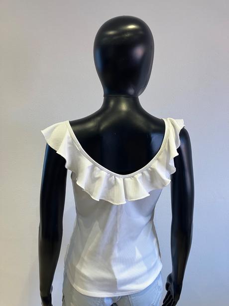 Dámske rebrované tričko s volánom, s