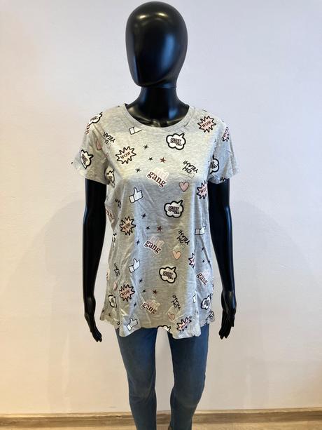 Dámske sivé tričko krátky rukáv s potlačou (l), l