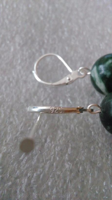 Strieborné náušnice jadeit ag925,