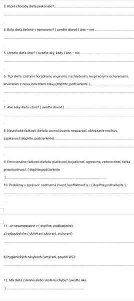 Aké informácie môže škôlka od rodiča vyžadovať?