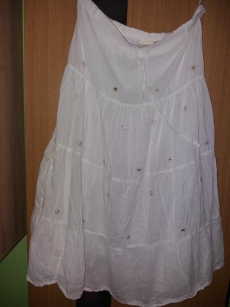 Biela letna sukna dlha s flitrami, l