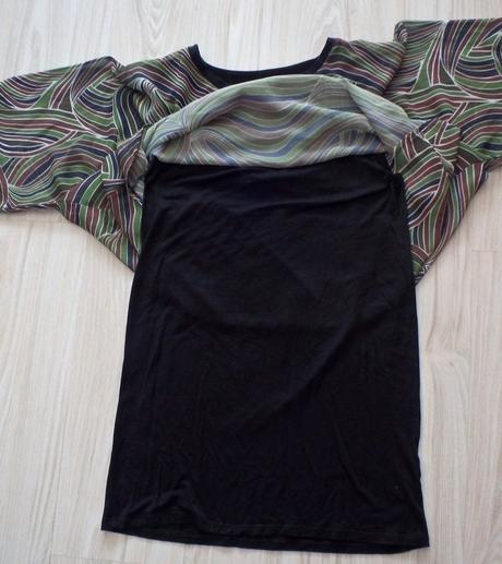 Dvojvrstvová blúzka čierna/zelená/hnedá/khaki,v.xl, xl