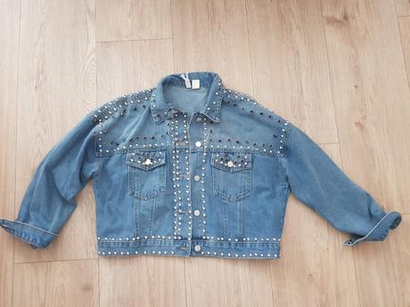 Stylova oversize vybijana jeansova bunda.nova, l / m