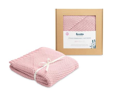 Sensillo bambusová deka s kapucňou ružová, 