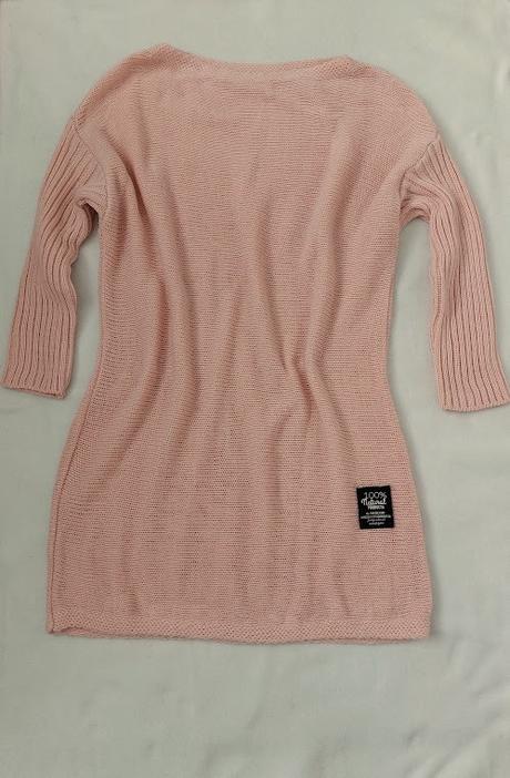 Pletené šaty alebo dlhý sveter v ružovej farbe, l