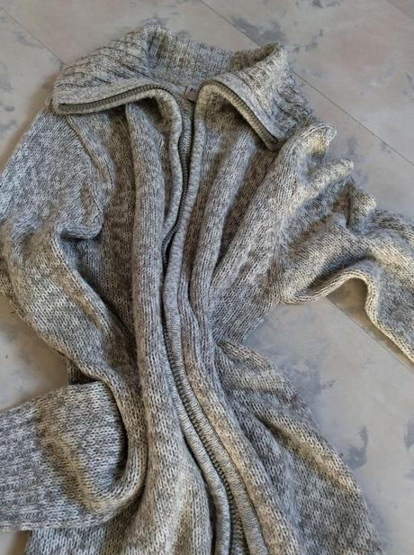 Melírovaný sveter na zips s/m, m