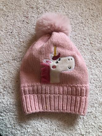 Ružová zateplená čiapka s jednorožcom, 1 - 2 roky, 98