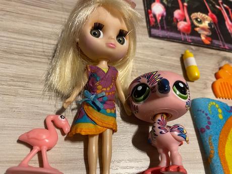 Krásna sada littlest pet shop bábika a plameniaci, 