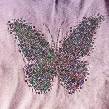 Hrubší pulóver/mikina s trblietavým motýľom 6-7r., pepco,128