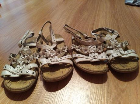 Biele sandálky pre dvojičky/dievčatá - cena za pár, 34