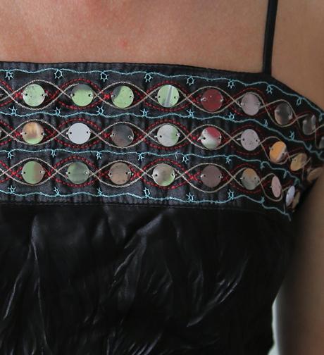 Saténový top s výšivkou papaya xs-s, papaya,xs