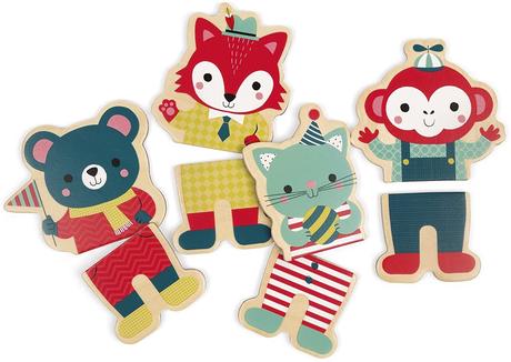 Janod drevené magnetky pre deti baby forest 16 k,
