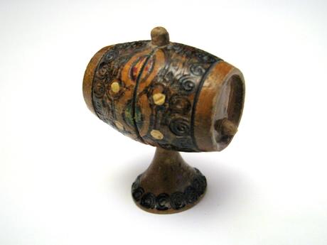 Mini vintage drevený sud - soška,