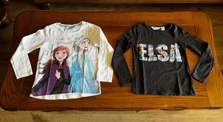 Tričká elsa a anna frozen 122/128 dvojset, h&m,122