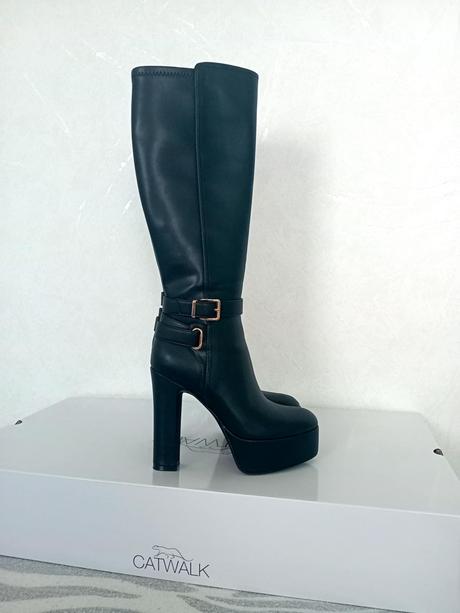 Dámske čierne čižmy catwalk - veľkosť 37, 37