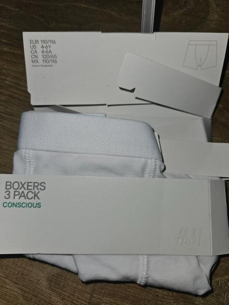 Boxerky h&m 110/116 1x nové 2x použ., h&m,110