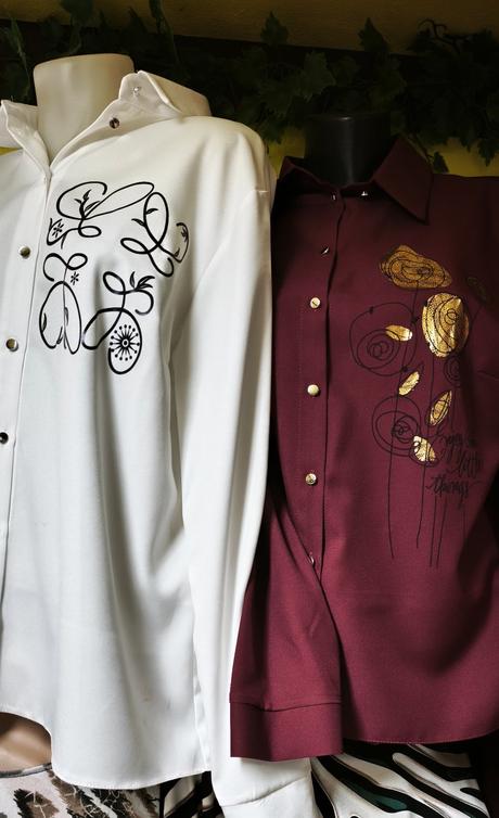 Dámska blúzka na gombíky s aplikáciou, 40 - xxxl