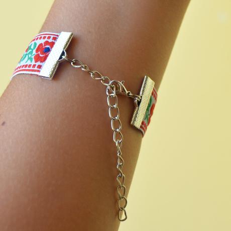 Folklórny, ľudový náramok, vyšívaný, unisex, 