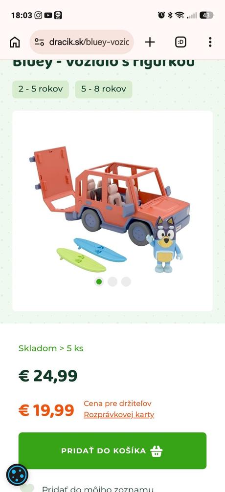 Auto+karavan+postavičky bluey, 