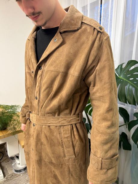 Leather men trench coat, l