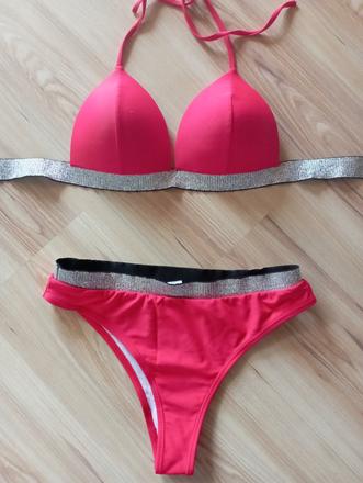 Plavky trblietavé červené (push up), s