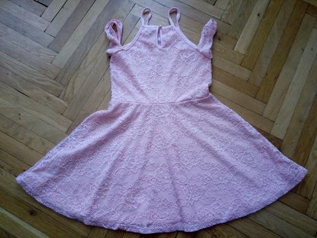 Marhuľové čipkované šaty, new look,134