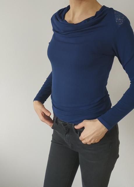 Tmavomodre tricko s cipkou orsay, vel. 36, orsay,36