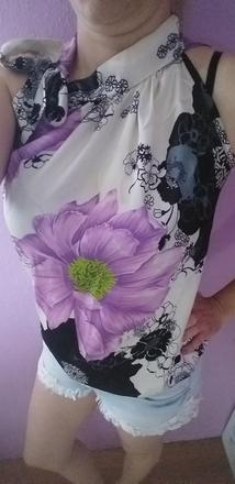 Kvietkovaná saténová blúzka, m