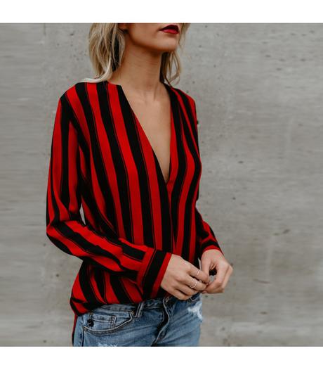Bluzka red stripe, m