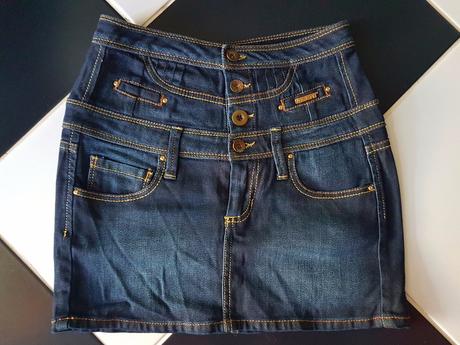 Rifľová minisukňa met in jeans, s