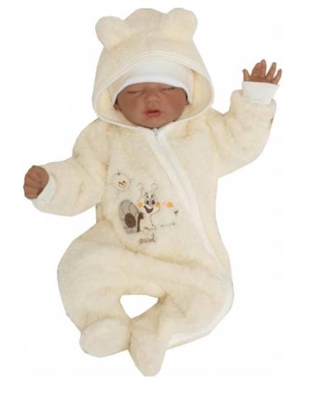 Chlupáčkový overal s kapucňou slimák, 62