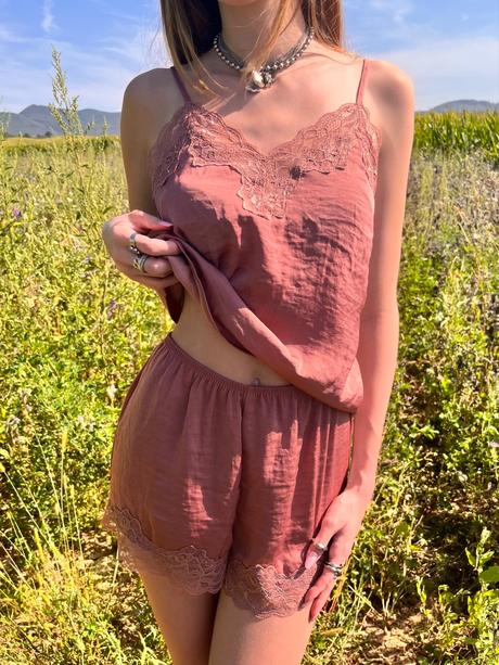 H&m saténové pyžamo s čipkou, h&m,xs