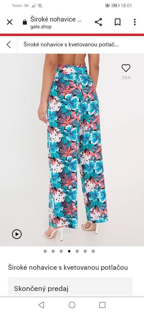 Letné kvetované široké nohavice, s