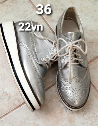 Strieborne topanky 36 na platforme 4cm, 36