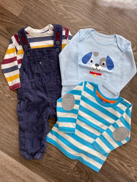 Tričká 3ks a nohavice menčestrové (veľkosť 68), 68–80