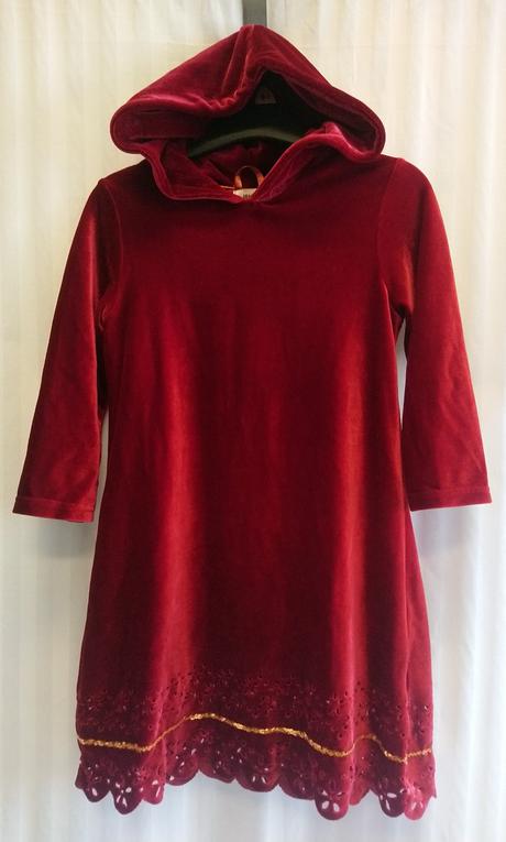 Dievčenské červené zamatové šaty, monsoon, 104-110, monsoon,110