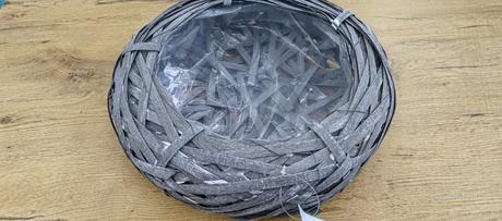 Prútený košík kruh - 300 mm - šedý, 